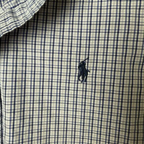 Ralph Lauren Shirt Men's Medium White Blue Plaid 2-Ply Cotton Blake Button-Down - Picture 4 of 8